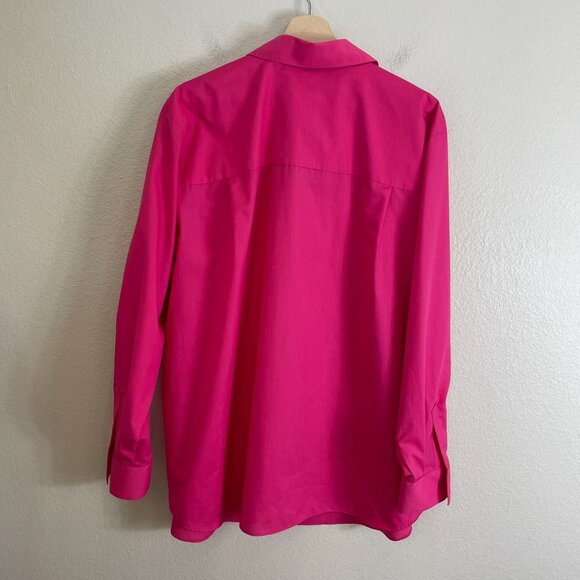 Foxcroft Womens Plus 18W Wrinkle Free Pink Button Up Shirt Long Sleeve Blouse - Picture 8 of 8